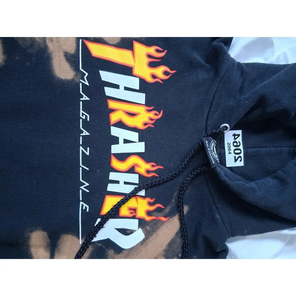 Y2K Vintage Thrasher Custom Bleached Mens Size M Grungecore Skater Street Hoodie